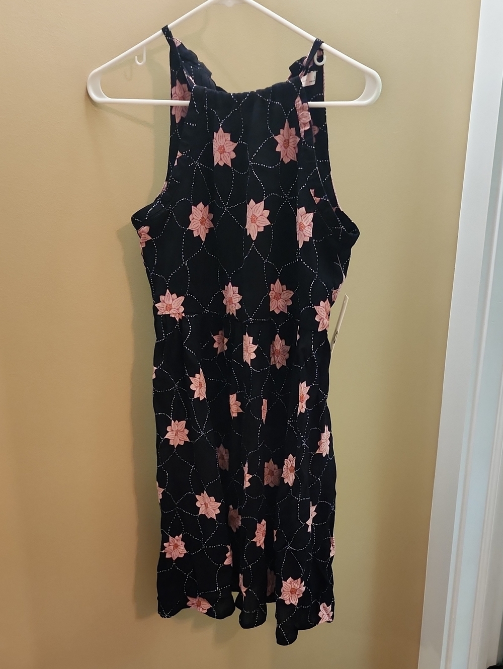 SO Black Halter Mini Dress with Pink Floral Pattern